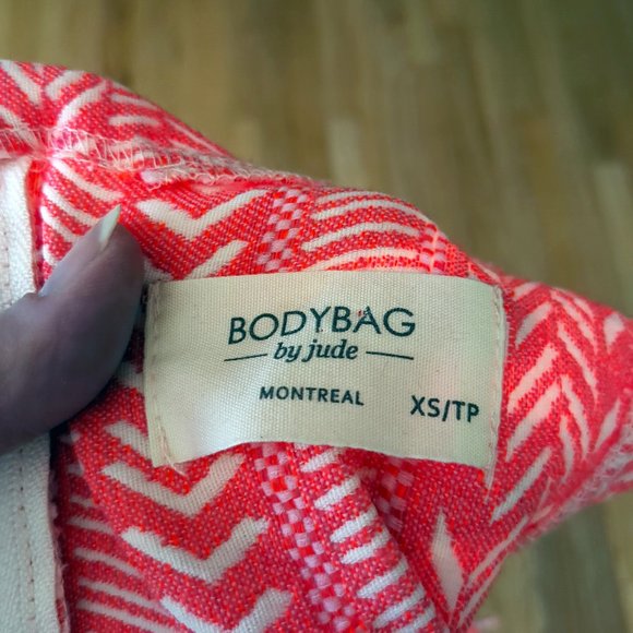 Bodybag By Jude Cropped Sleeveless Zip Back Woven Aztec Festival Top Neon Coral - Picture 10 of 10